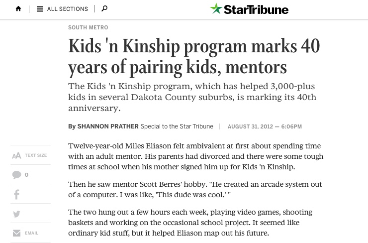 Kids ‘n Kinship program marks 40 years of pairing kids, mentors